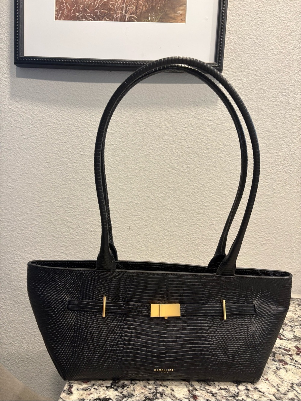 Demellier The New York Lizard Embossed East West Bag - Picture 2 of 10